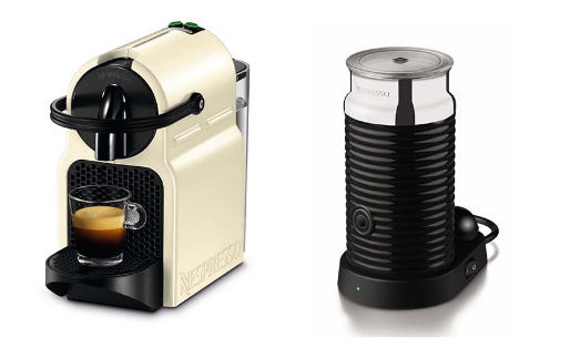 Nespresso Inissia Capsule Coffee Machine with Aeroccino Black Milk Frother AND a pack of 20 Nespresso-Compatible Capsules